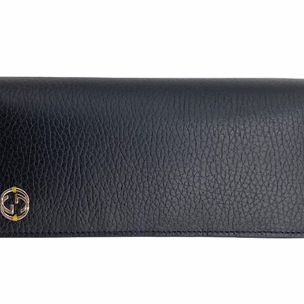 Black Leather Wallet with Logo